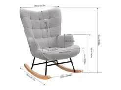Cadeira de balanço - Cadeira relaxante para sala de estar e quarto - Cinza claro - 75 x 68 x 92 cm