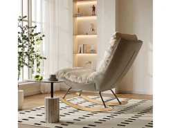 Cadeira de balanço acolchoada com encosto ajustável - Para sala de estar, quarto ou varanda - Dimensões: 83 x 72 x 93 cm