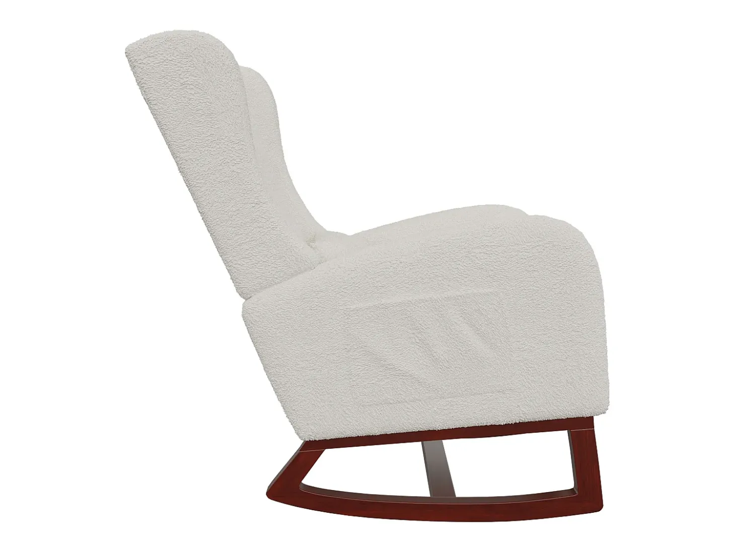 Cadeira de balanço com almofada lombar, bolso lateral e apoio para os pés, pés de madeira maciça, bege.