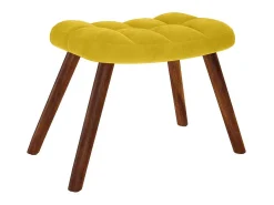 Cadeira de balanço com banco em veludo amarelo