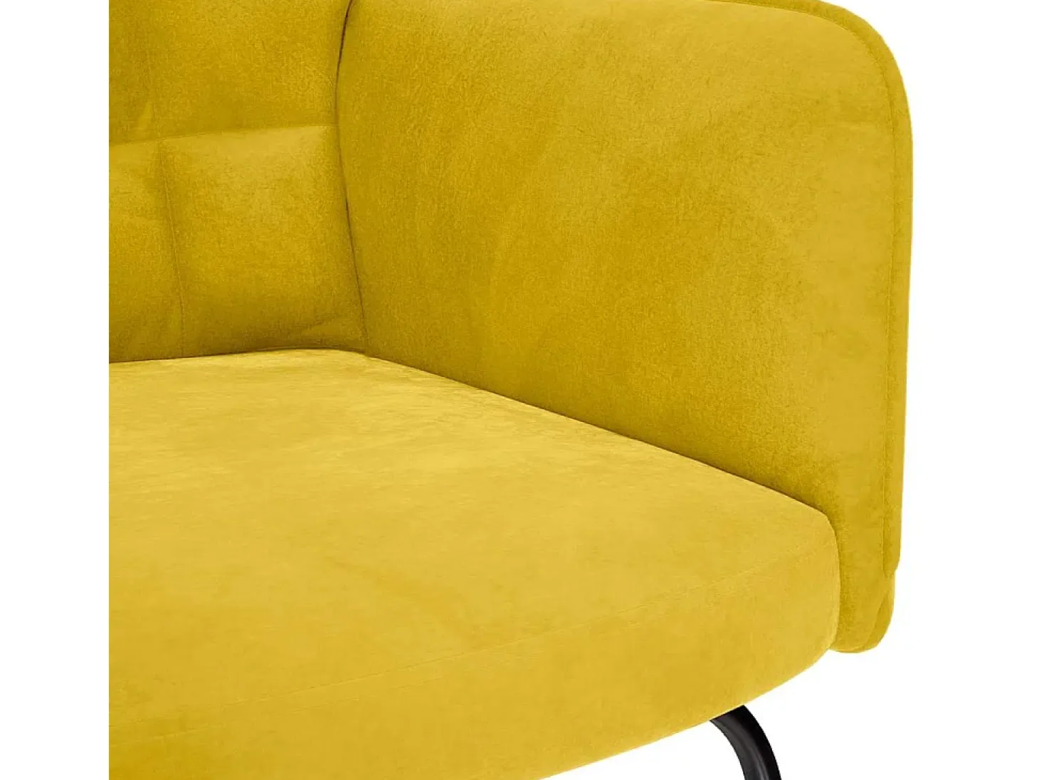Cadeira de balanço com banco em veludo amarelo