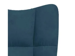Cadeira de balanço com banco em veludo azul