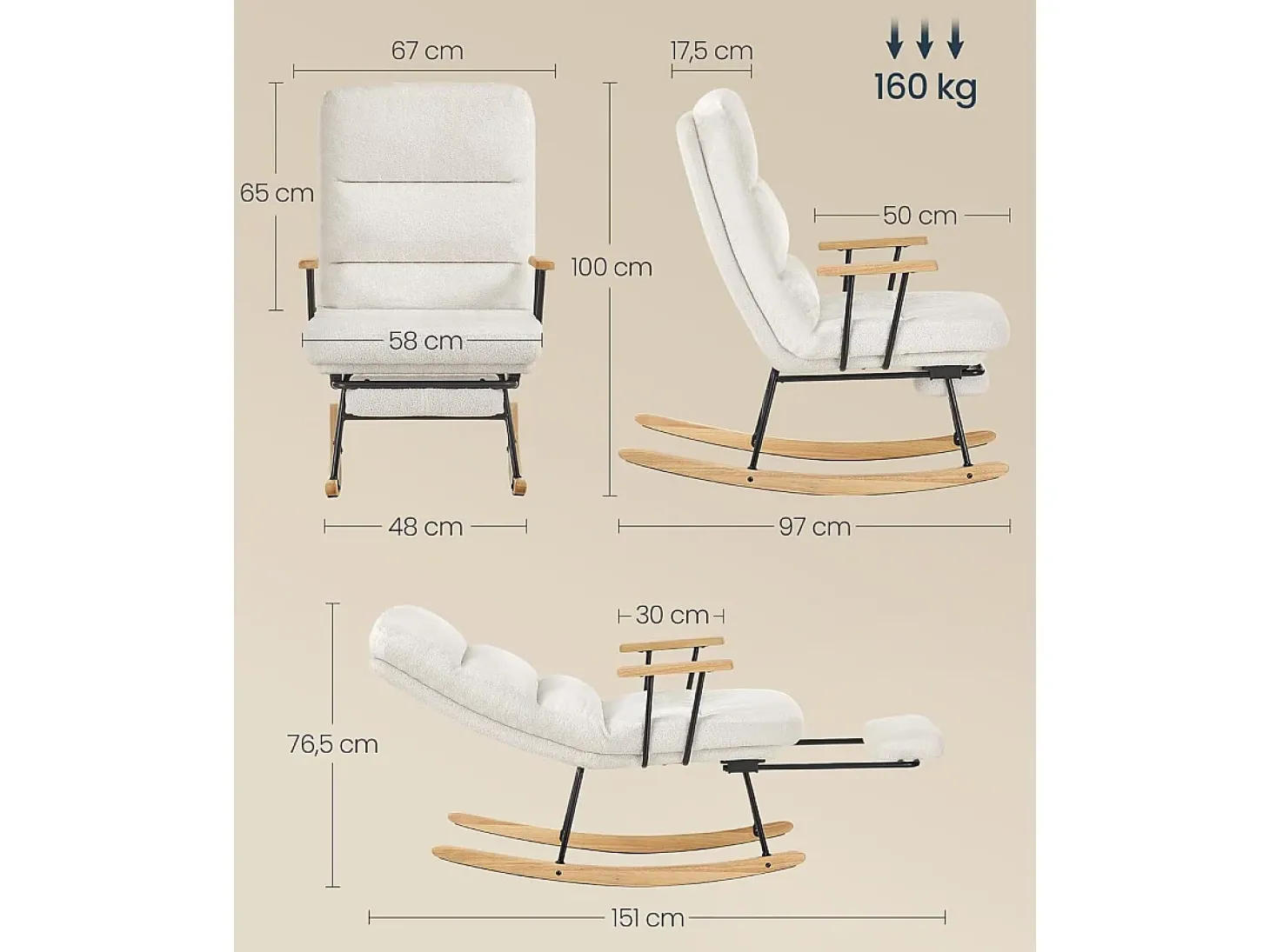 Cadeira de Balanço Creme Branco