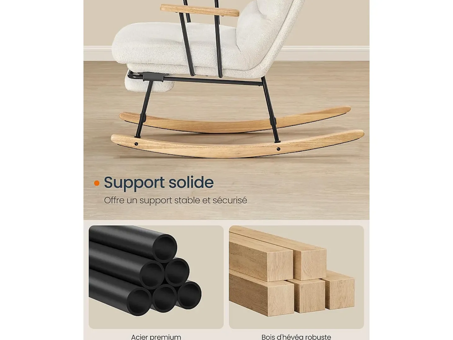 Cadeira de Balanço Creme Branco