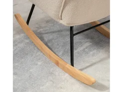 Cadeira de balanço de veludo bouclé bege, cadeira de balanço com braços