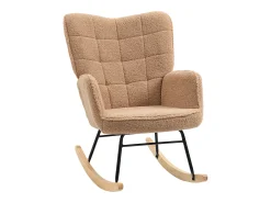 Cadeira de balanço de veludo bouclé marrom, cadeira de balanço com braços
