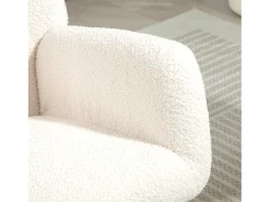 Cadeira de balanço de veludo Teddy branco creme, cadeira de balanço com braços