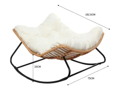 Cadeira de Balanço em Vime Natural com Almofada Bege - Confortável e Moderna