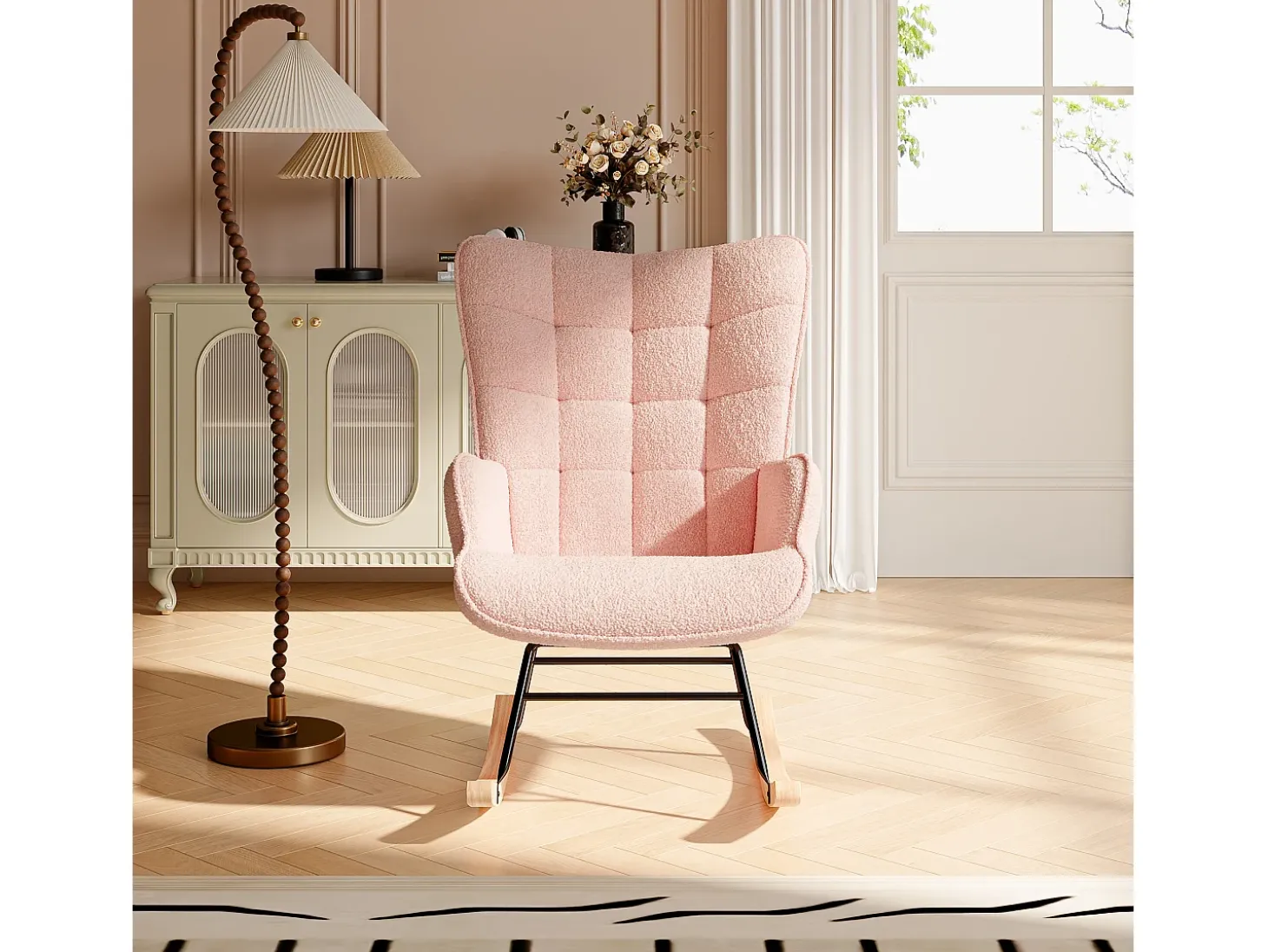 Cadeira de balanço para adultos - Cadeira de balanço ergonômica para áreas externas - para sala de estar - Rosa