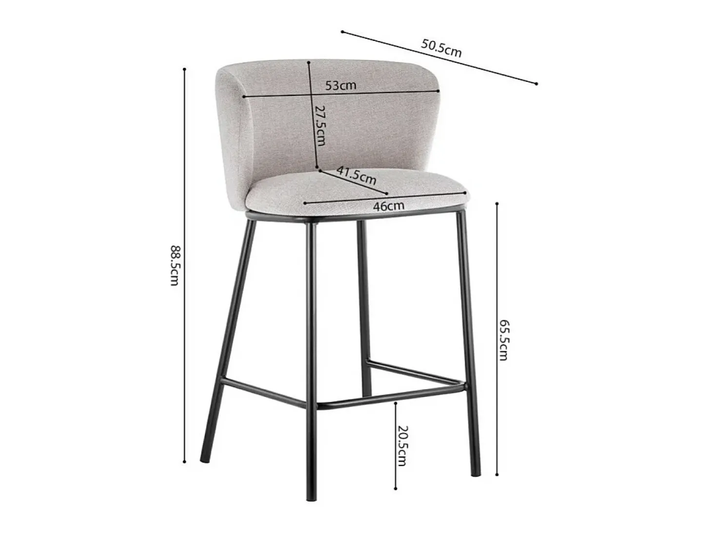 Cadeira de balcão 'Arthus' Tecido Bege, dimensões: A88,5 x L53 x P50,5 cm