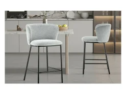 Cadeira de balcão 'Arthus' Tecido Cinza claro, dimensões: A88,5 x L53 x P50,5 cm