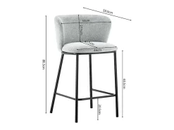 Cadeira de balcão 'Arthus' Tecido Cinza claro, dimensões: A88,5 x L53 x P50,5 cm
