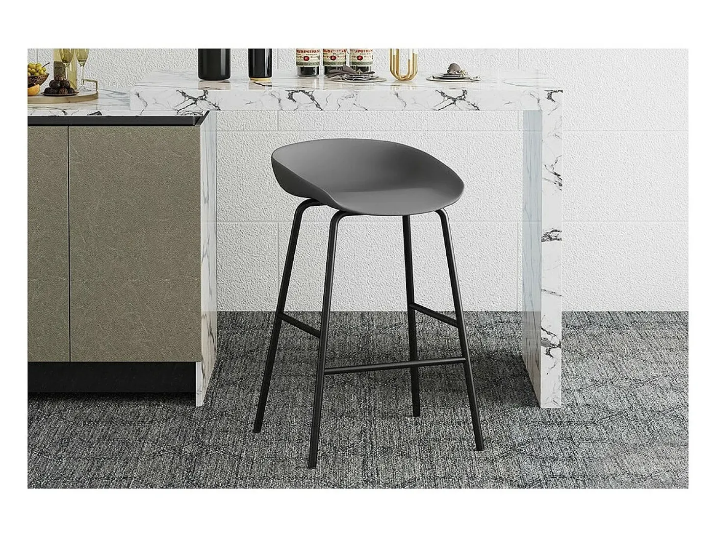 Cadeira de balcão design cinza. Coleção SIRA