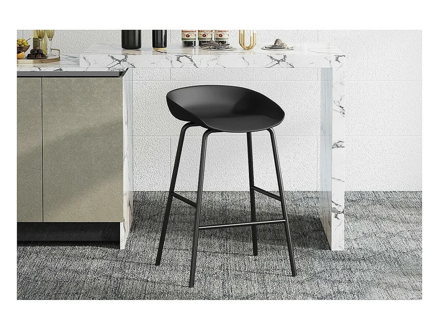 Cadeira de balcão design preto. Coleção SIRA