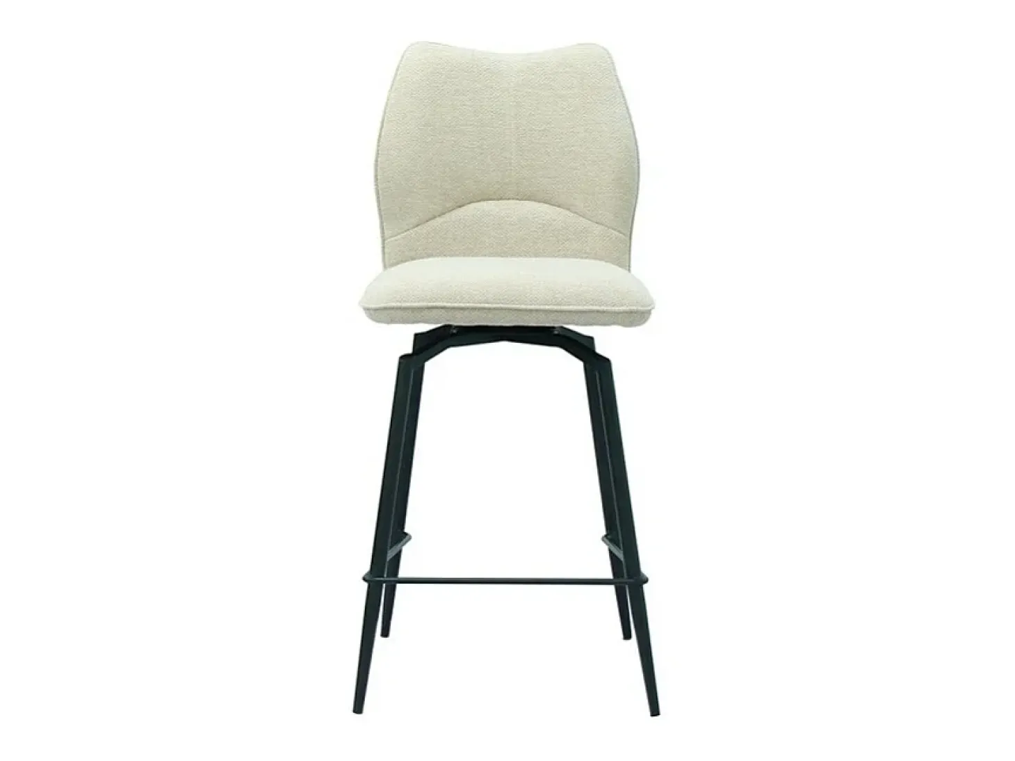 Cadeira de balcão giratória CROFT – Tecido cru – Pés de metal preto – Altura 103 cm – Estilo design/industrial