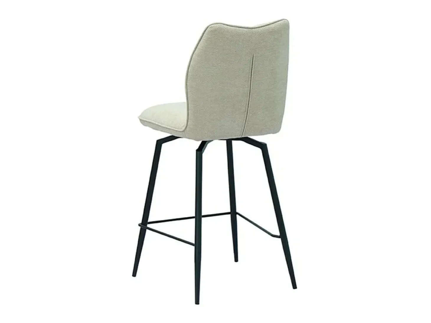 Cadeira de balcão giratória CROFT – Tecido cru – Pés de metal preto – Altura 103 cm – Estilo design/industrial