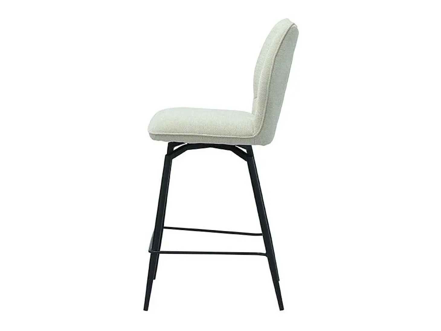 Cadeira de balcão giratória CROFT – Tecido cru – Pés de metal preto – Altura 103 cm – Estilo design/industrial
