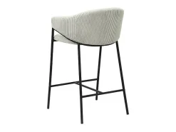 Cadeira de balcão IMANY – Veludo cotelê cinza claro – Com braços – Pés de metal preto – Estilo design/industrial