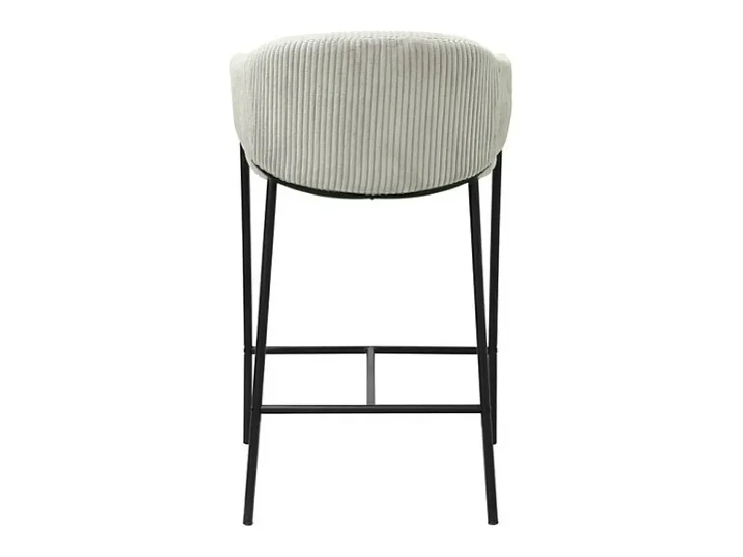 Cadeira de balcão IMANY – Veludo cotelê cinza claro – Com braços – Pés de metal preto – Estilo design/industrial