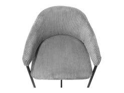Cadeira de balcão IMANY – Veludo cotelê cinza escuro – Com braços – Pés em metal preto – Estilo design/industrial