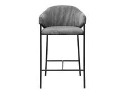 Cadeira de balcão IMANY – Veludo cotelê cinza escuro – Com braços – Pés em metal preto – Estilo design/industrial