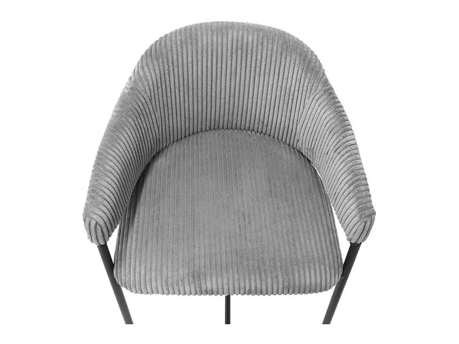 Cadeira de balcão IMANY – Veludo cotelê cinza escuro – Com braços – Pés em metal preto – Estilo design/industrial
