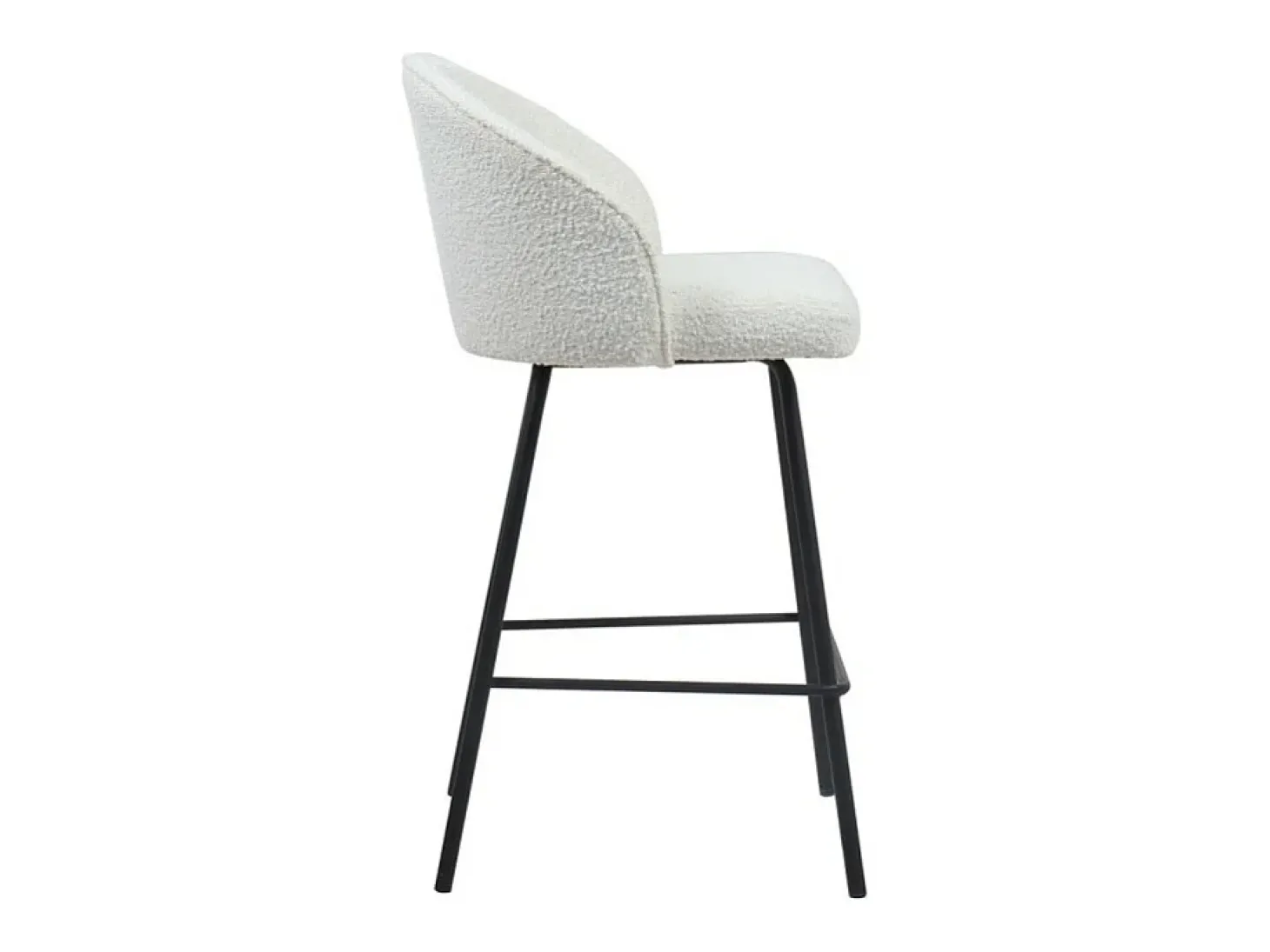 Cadeira de balcão 'Juni' Bouclé Branco, dimensões: A87 x L52 x P51 cm