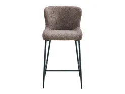 Cadeira de balcão LISE – Tecido bouclé na cor areia – Pés de metal preto – Estilo design/industrial