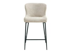 Cadeira de balcão LISE – Tecido bouclé bege – Pés em metal preto - Estilo design/industrial