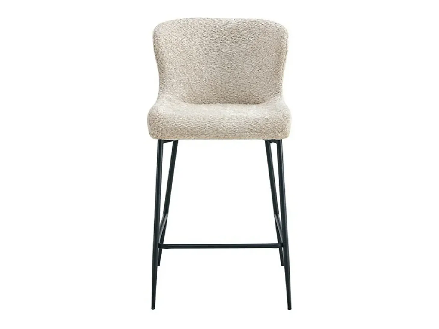 Cadeira de balcão LISE – Tecido bouclé bege – Pés em metal preto - Estilo design/industrial