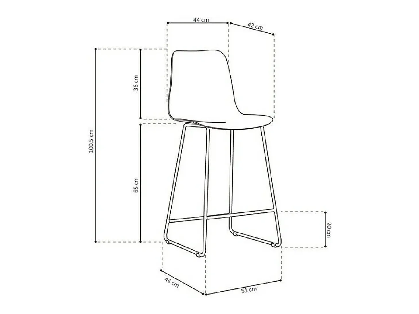 Cadeira de balcão 'Mario' PP Cinza, dimensões: A100,5 x L51 x P44cm