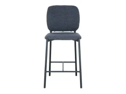 Cadeira de balcão RITA – Tecido cinza escuro – Pés em metal preto – Altura 99 cm – Estilo design/industrial