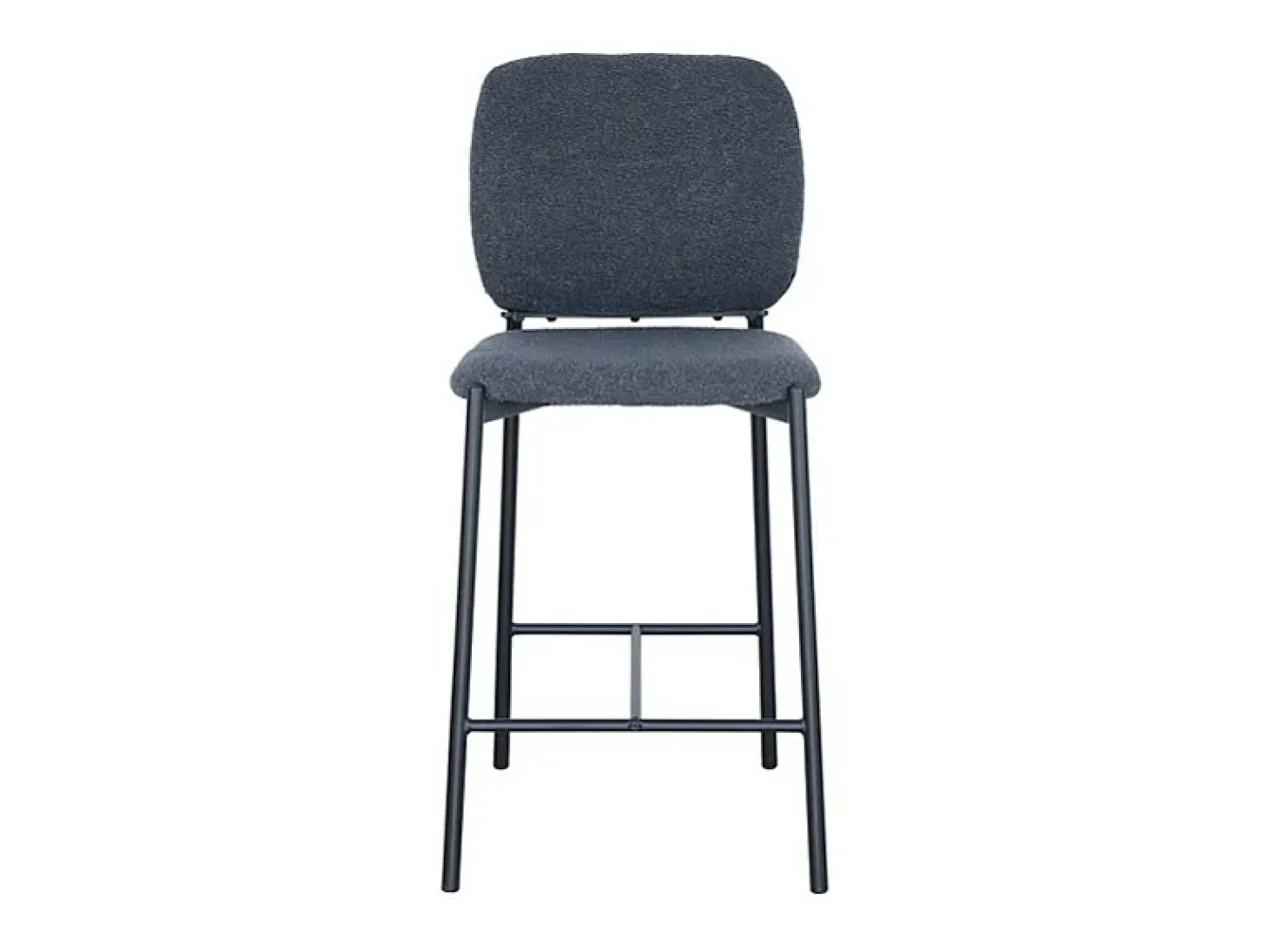 Cadeira de balcão RITA – Tecido cinza escuro – Pés em metal preto – Altura 99 cm – Estilo design/industrial