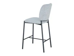 Cadeira de balcão RITA – Tecido cinza claro – Pés de metal preto – Altura 99 cm – Estilo design/industrial
