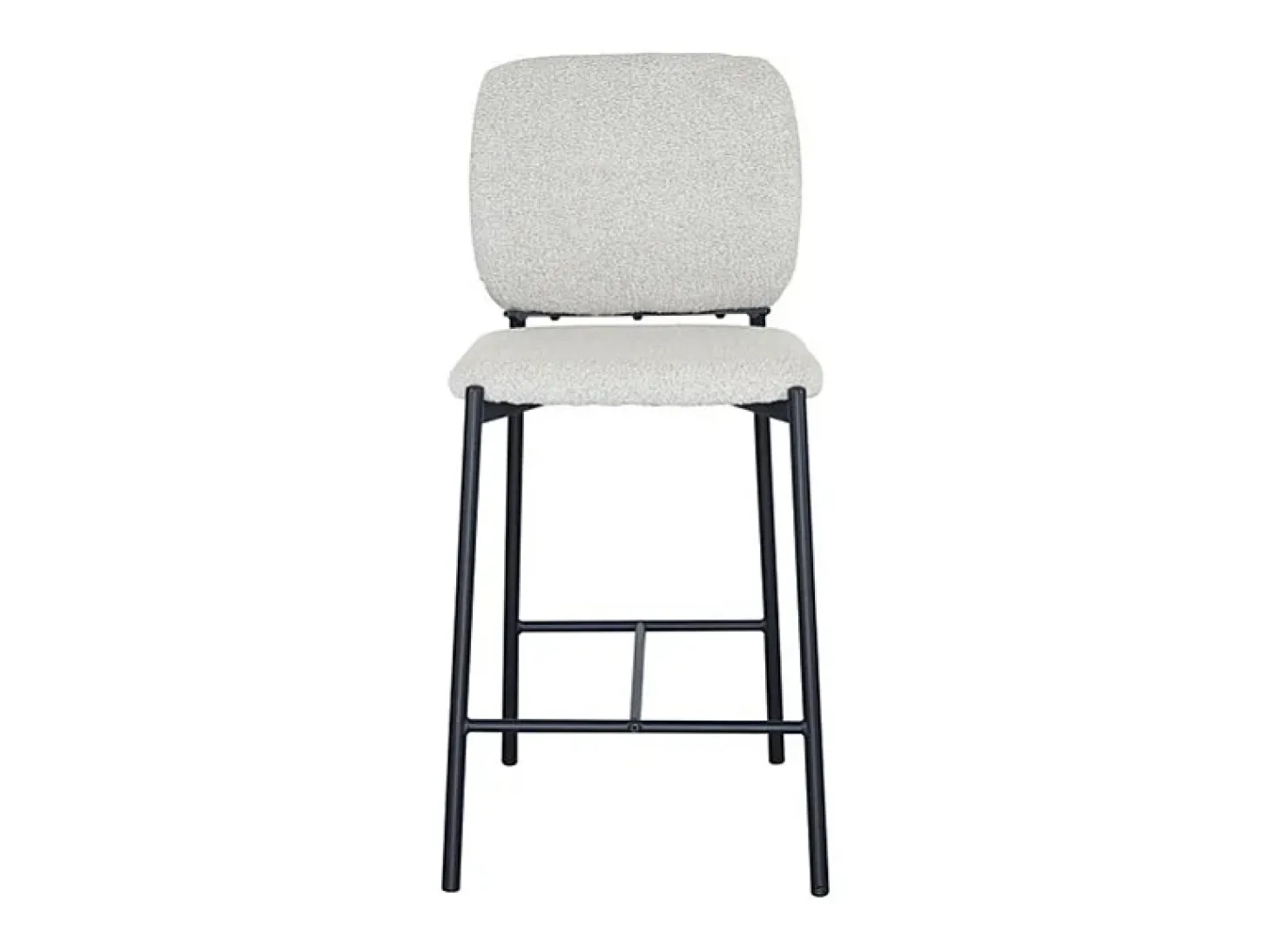 Cadeira de balcão RITA – Tecido bege – Pés de metal preto – Altura 99 cm – Estilo design/industrial