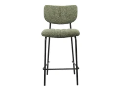 Cadeira de balcão VENTURA – Tecido verde sálvia – Pés em metal preto – Altura 97 cm – Estilo design/industrial