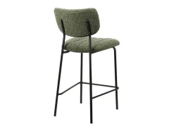 Cadeira de balcão VENTURA – Tecido verde sálvia – Pés em metal preto – Altura 97 cm – Estilo design/industrial