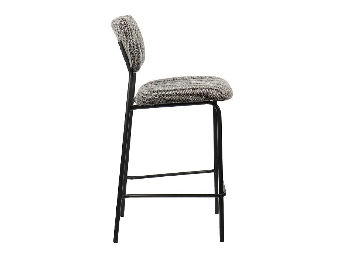 Cadeira de balcão VENTURA – Tecido cinza escuro – Pés de metal preto – Altura 97 cm – Estilo design/industrial