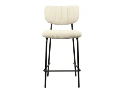 Cadeira de balcão VENTURA – Tecido bege – Pés de metal preto – Altura 97 cm – Estilo design/industrial