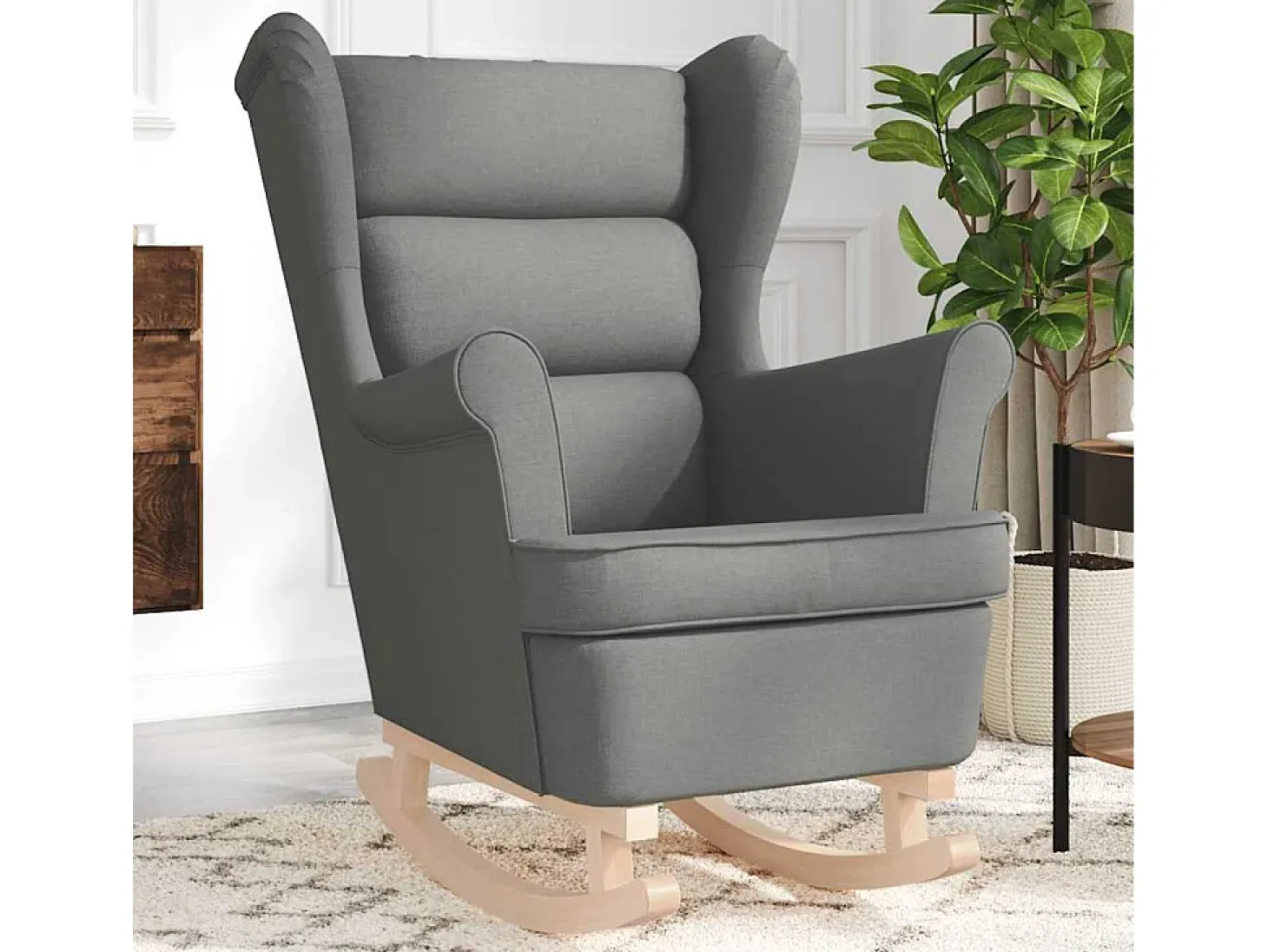 Cadeira de baloiço | Poltrona | Cadeira Relax 74x90x102 cm tecido cinzento-escuro SHL318524