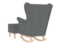 Cadeira de baloiço | Poltrona | Cadeira Relax com banco p/ pés tecido cinzento-escuro SHL734126