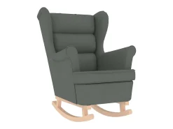 Cadeira de baloiço | Poltrona | Cadeira Relax com banco p/ pés tecido cinzento-escuro SHL734126