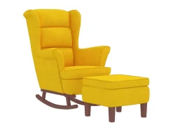 Cadeira de baloiço c/ pernas de metal e banco veludo amarelo PT549060