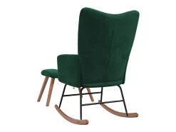Cadeira de baloiço com banco veludo verde-escuro