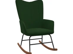 Cadeira de baloiço com banco veludo verde-escuro PT538657