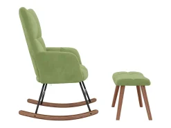 Cadeira de baloiço com banco veludo verde-claro