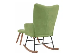 Cadeira de baloiço com banco veludo verde-claro