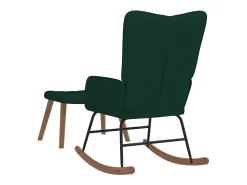 Cadeira de baloiço com banco veludo verde-escuro