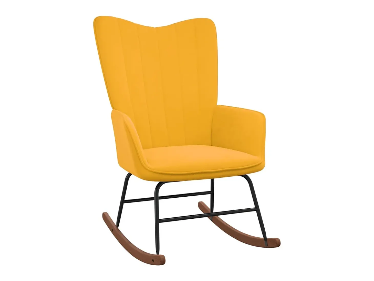 Cadeira de baloiço com banco veludo amarelo mostarda PT757561