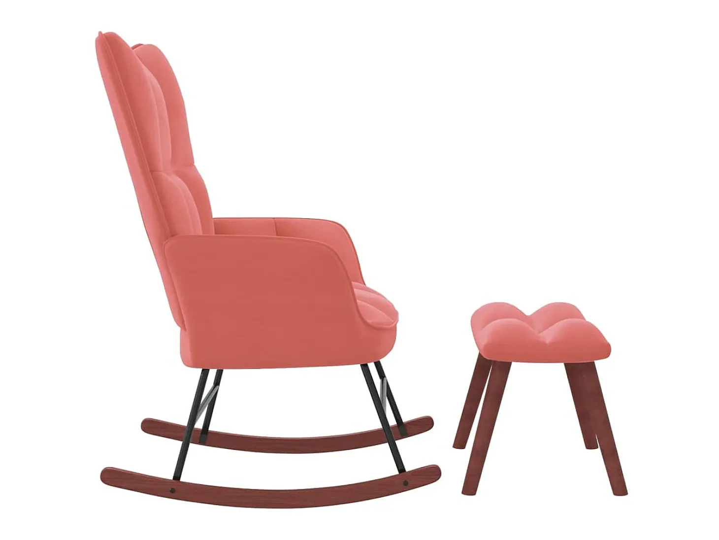 Cadeira de baloiço com banco veludo rosa PT426015